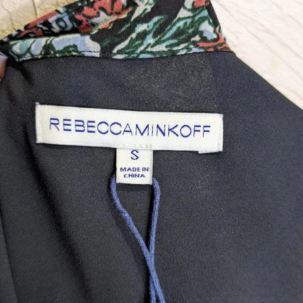 Rebecca Minkoff Tiered Floral Dress Womens S Ollie Dark Romantic Mini A Line - Picture 6 of 7